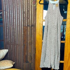 She + Sky Brown and White Print Dress, Size M